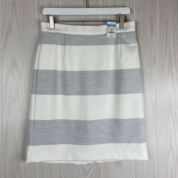 J. McLaughlin Dresses & Skirts - J. McLaughlin Pencil Skirt Women's Off White & Gray Macy Striped Size 8 NWT